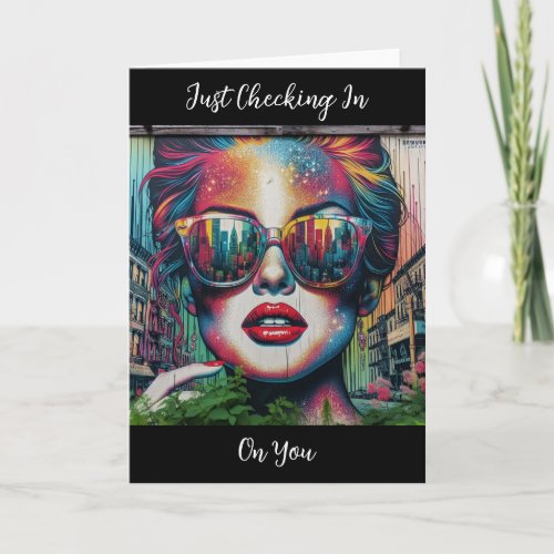Checking in on You  Abstract Woman in Sunglasses Card