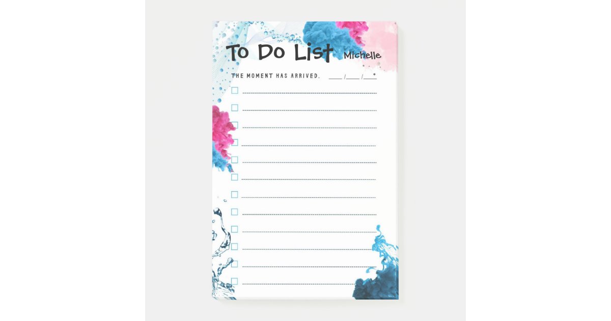 Checklist Azure and Pink Smoke To Do List Post-it Notes | Zazzle