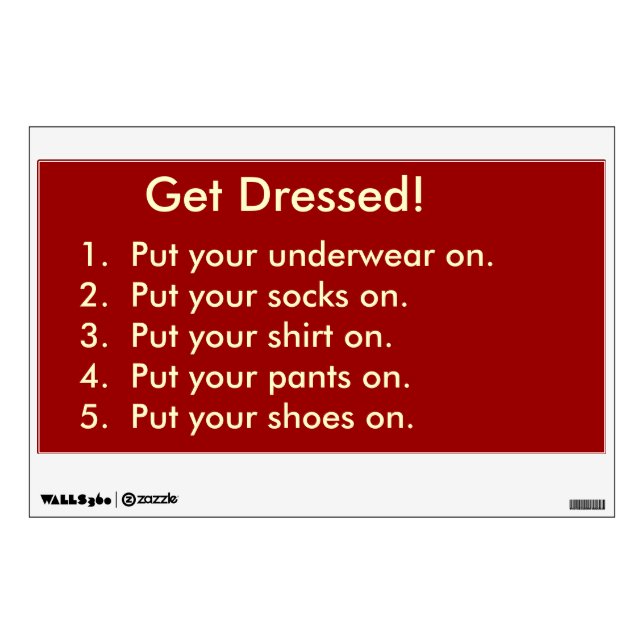 Checklist for Getting Dressed Wall Decal (Front)