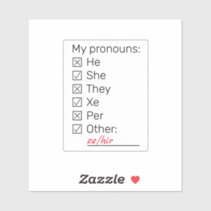 Checklist neopronouns sticker