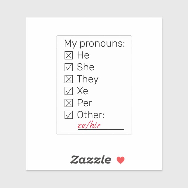 Checklist neopronouns sticker (Sheet)