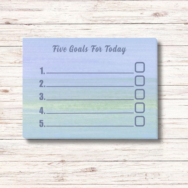 Checklist Post-it Notes (Blue green ombre goals to do list sticky notes pad.)