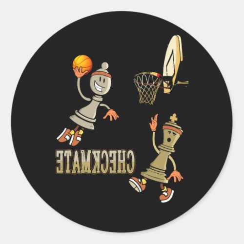 Checkmate Chess Dunk Basketball Game Board King Pa Classic Round Sticker