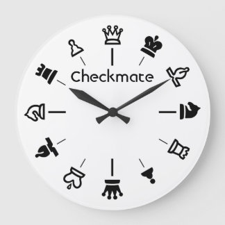 Checkmate Chess Wall Clock - chess pieces on white