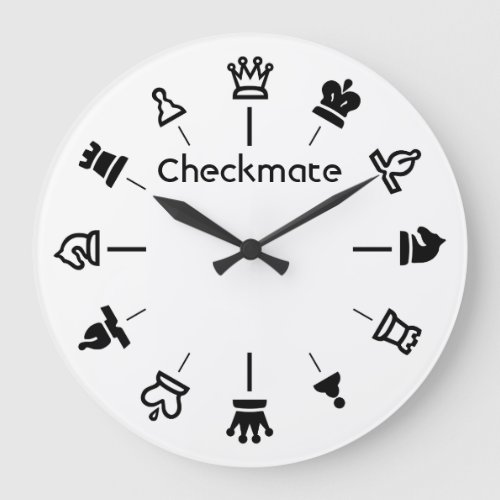 Checkmate Chess Wall Clock _ chess pieces on white