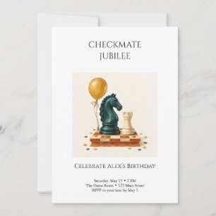 Checkmate Jubilee Chess Birthday Party Invitation