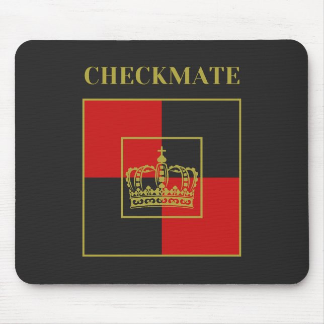 checkmate quote chess crown red gold black mouse pad (Front)