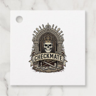 Checkmate Skull King Vintage Chess Favor Tags