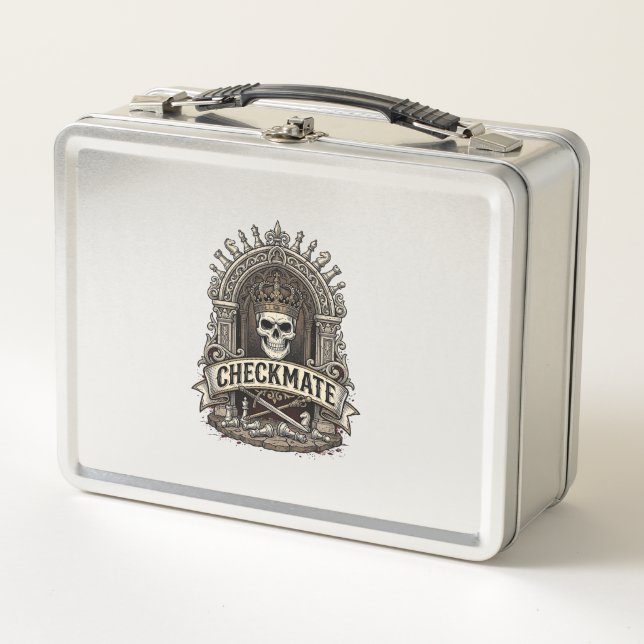 Checkmate Skull King Vintage Chess Metal Lunch Box (Front)