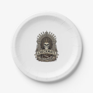 Checkmate Skull King Vintage Chess Paper Plates