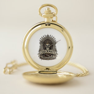 Checkmate Skull King Vintage Chess Pocket Watch