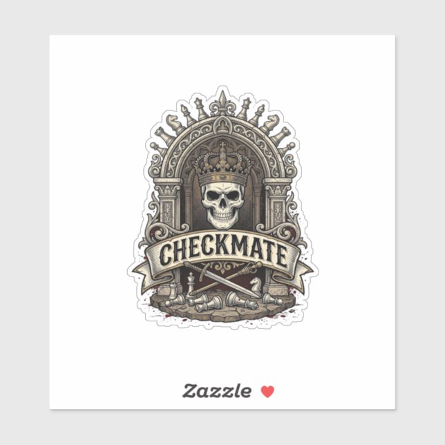 Checkmate Skull King Vintage Chess Sticker (Sheet)
