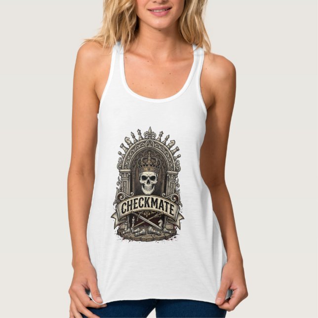 Checkmate Skull King Vintage Chess Tank Top (Front)