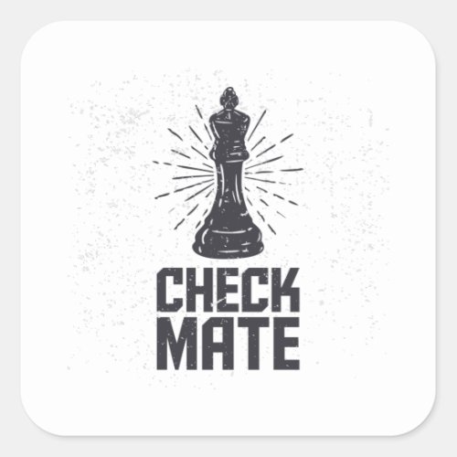 checkmate with chess vintage square sticker