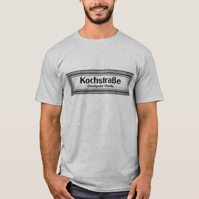Checkpoint Charlie, Kochstrabe, Black and White T-Shirt (Front)