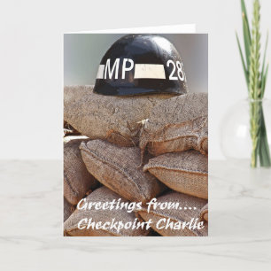 Checkpoint Charlie,Military Police Helmet,Greeting Card