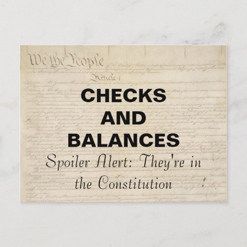 Checks and Balances in the Constitution Resistance Postcard