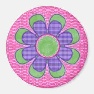 Checks and Stripes Flower Magnet