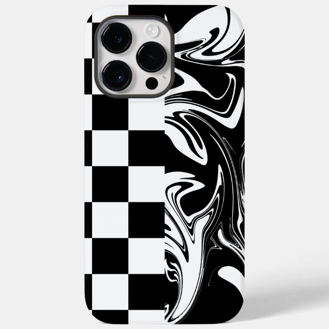 Checks and Swirls - Black and White Case-Mate iPhone Case (Back)