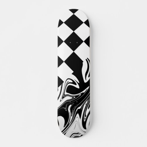 Checks and Swirls _ Black and White Skateboard