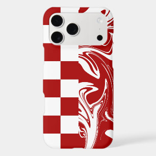 Checks and Swirls in Red and White iPhone 17 Pro Max Case