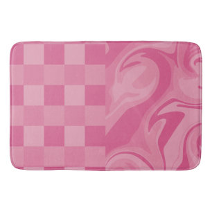 Checks and Swirls - Pink Bath Mat