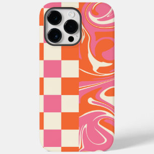 Checks and Swirls - Pink, Orange and Cream Case-Mate iPhone 14 Pro Max Case