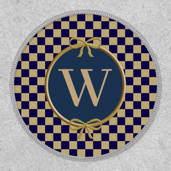 Checks Colors Navy Blue and Sand Desert & Monogram Patch
