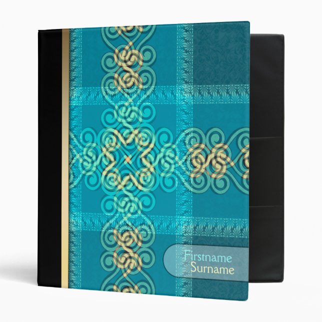 Checks + Curls Pattern Blues+Yellow Album / Binder (Front/Inside)