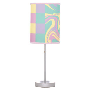 Checks & Swirls Pastel Pink,Yellow, Purple & Green Table Lamp
