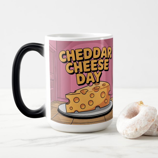 Cheddar Cheese Day Morphing Mug (With Donut)