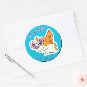Cheddar The Corgi With Sunglasses Classic Round Sticker