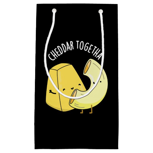 Cheddar Together Funny Food Pun Dark BG Small Gift Bag (Front)