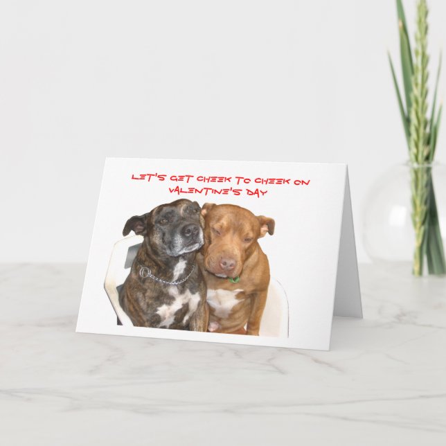 Cheek to Cheek Staffy Valentine Holiday Card (Front)