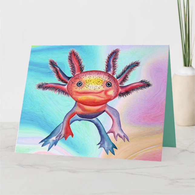 Cheeky Axolotl all occasions greeting card (Front)