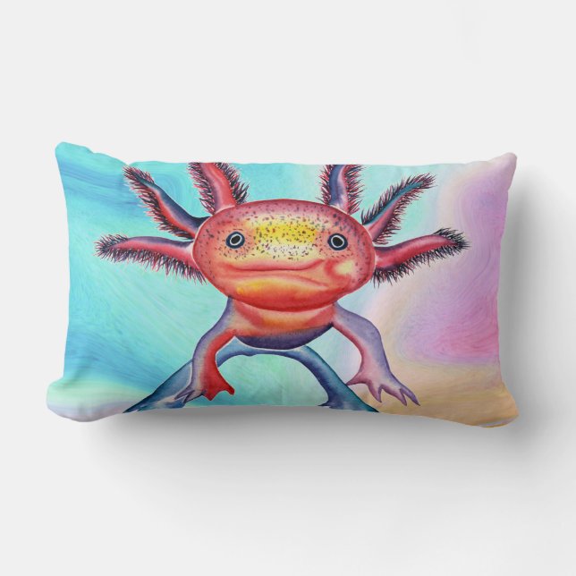 Cheeky Axolotl decorative pillow (Front)