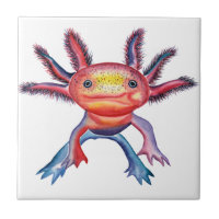 Cheeky Axolotl design decorative tile