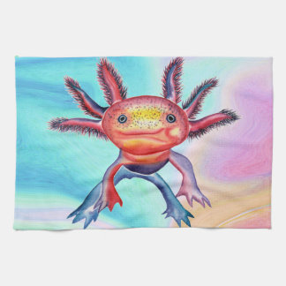 Cheeky Axolotl design kitchen/hand towel