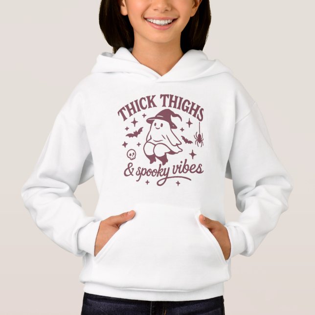 Cheeky Batty Ghost Chic Girl's T-Shirt Hoodie (Front)