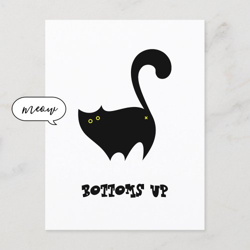Cheeky Black Cat Bottoms Up Funny Postcard