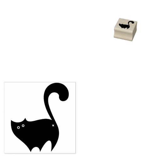 Cheeky Black Cat Butt Cartoon Rubber Stamp