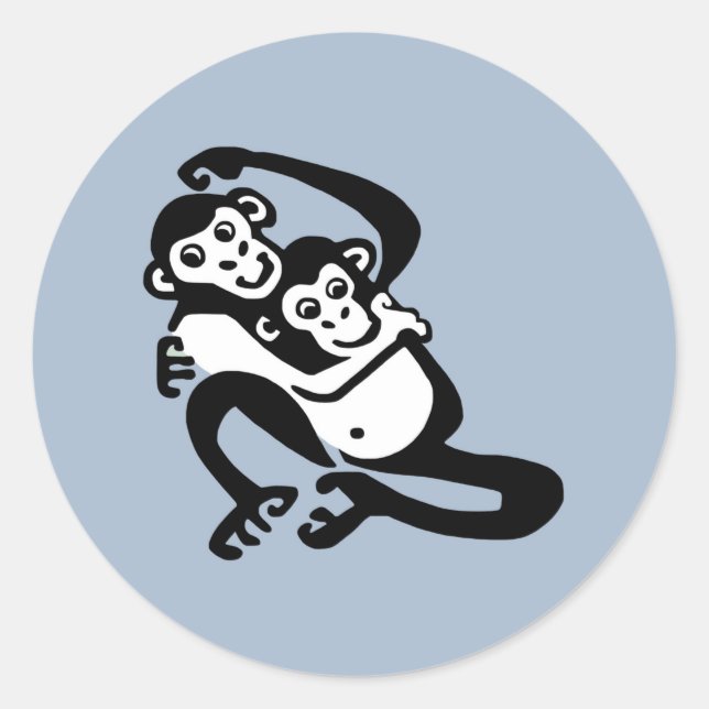 Cheeky BONOBO-Chimpanzee -Wildlife - Ecology- blue Classic Round Sticker (Front)
