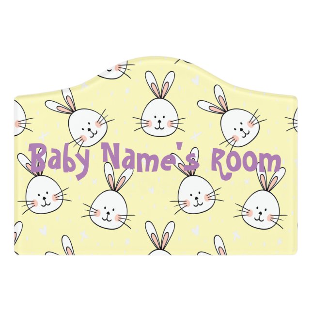 Cheeky Bunnies Pattern Door Sign (Small Crest Front)