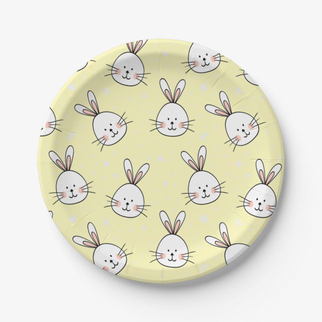 Cheeky Bunnies Pattern Paper Plates (Front)