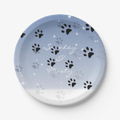 Cheeky Cat Footprints in Snow Paper Plate