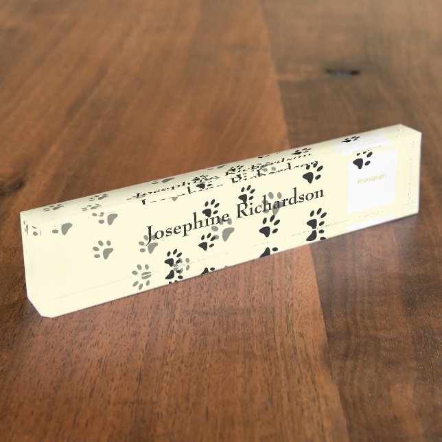 Cheeky Cat Footprints Template Name Plate (Side)