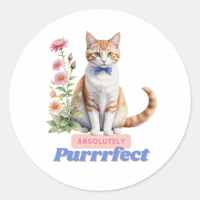 Cheeky Cat Gifts for Animal Lovers Classic Round Sticker (Front)
