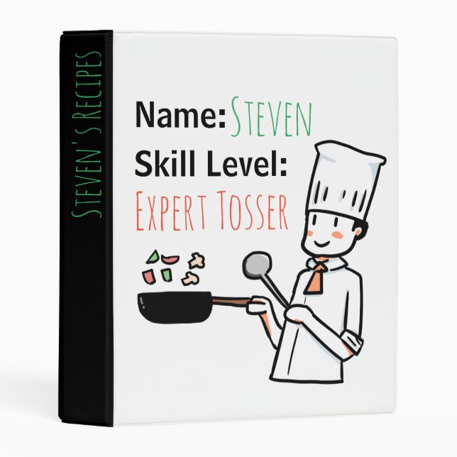 Cheeky Chef Expert Tosser Fun Personalized Recipe Mini Binder (Front/Spine)