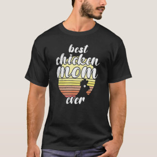 Cheeky Chicken Retro Sunset Best Chicken Mom Ever T-Shirt