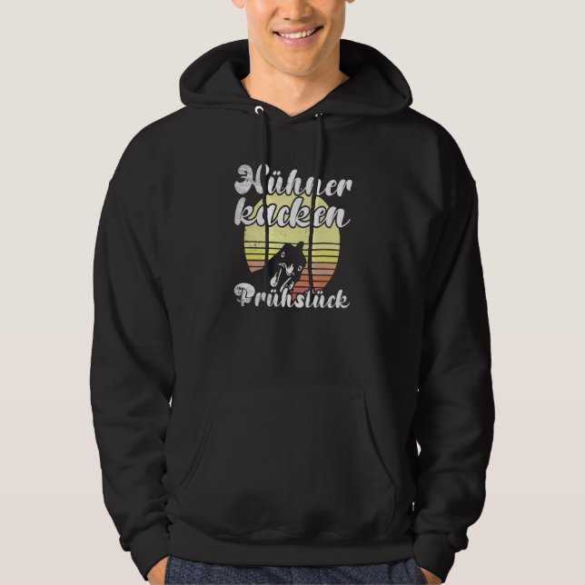 Cheeky Chicken Retro Sunset Breakfast Picking Chic Hoodie (Front)
